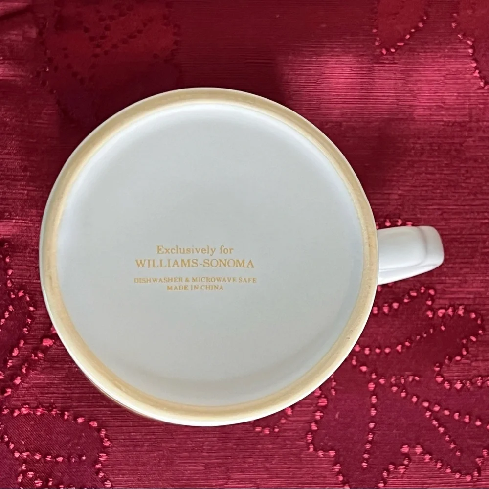 Williams Sonoma Elegant White and Gold Mug Initial “M”